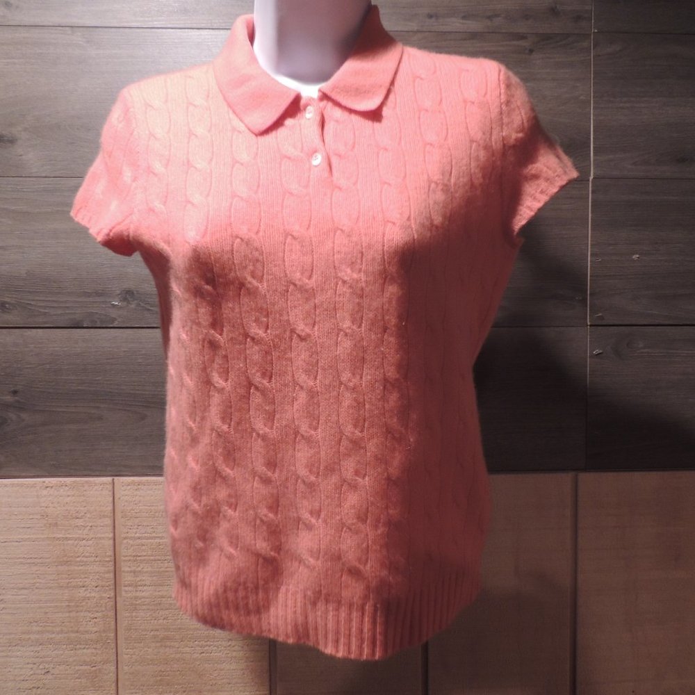 Ralph Lauren Black Label 100% Cashmere short sleeve polo sweater,  tangerine Med